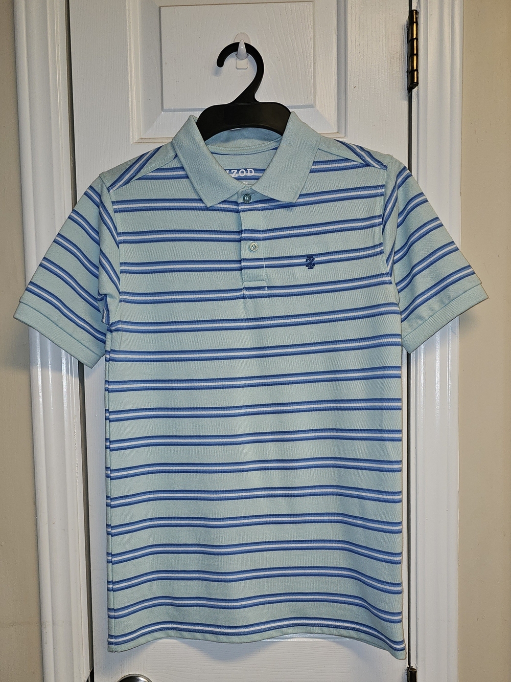 Boy's Izod Light Blue and Navy Striped Polo